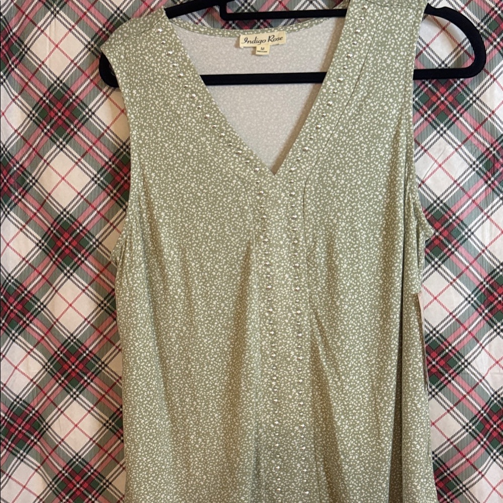 Indigo Rose Olive Sleeveless Blouse